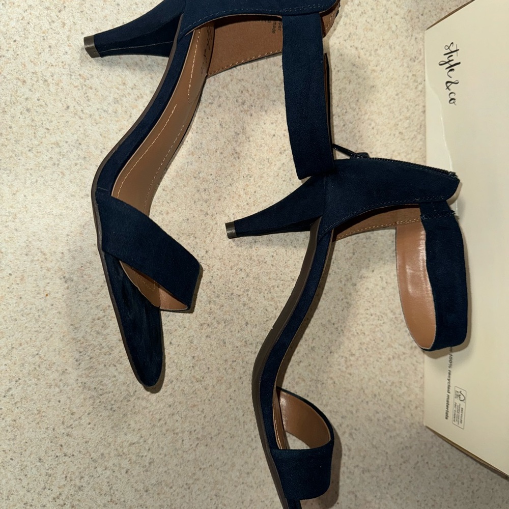 Style & Co. Navy Blue Heeled Sandals - Picture 2 of 7